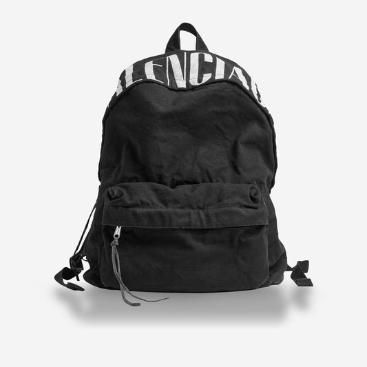 Balenciaga Editor Black Washed Canvas Backpack