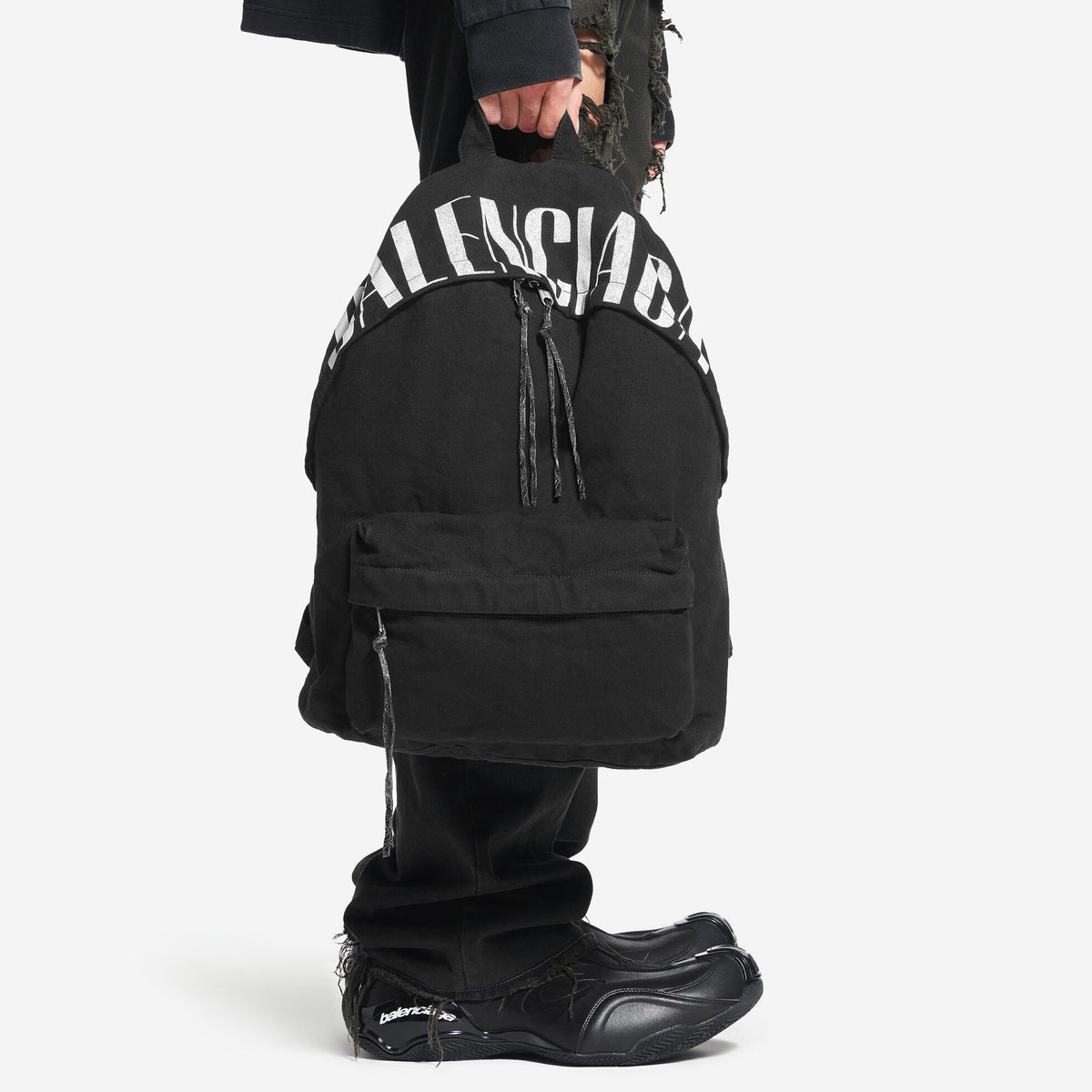 Balenciaga Editor Black Washed Canvas Backpack