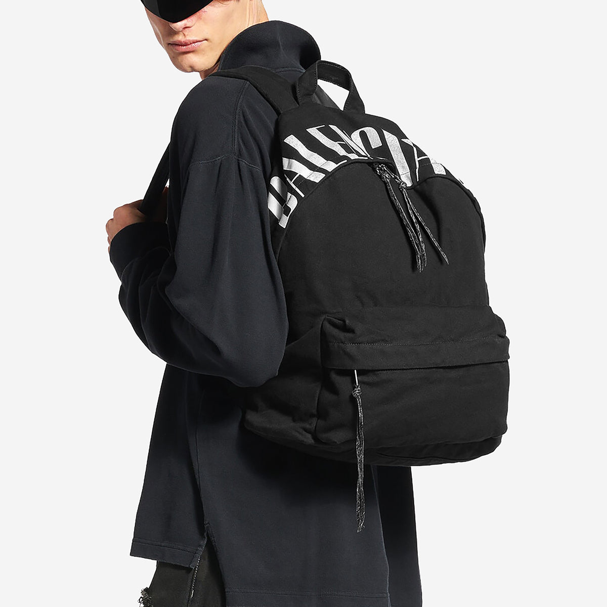 Balenciaga Editor Black Washed Canvas Backpack