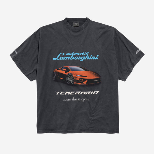 Balenciaga I Automobili Lamborghini Faded Black Oversized T-Shirt