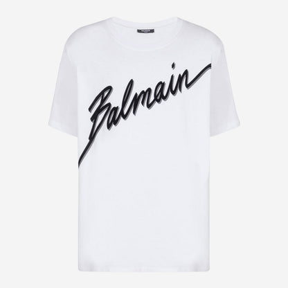 Balmain Flocked Balmain Letter Logo T-Shirt
