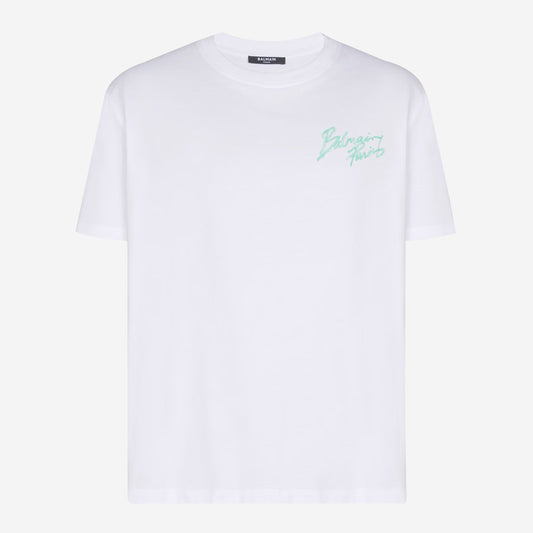 Balmain Small Balmain Paris Brush Print Logo T-Shirt
