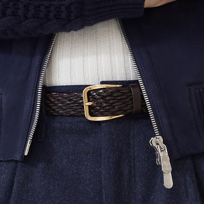 Brunello Cucinelli Braided Calfskin Belt