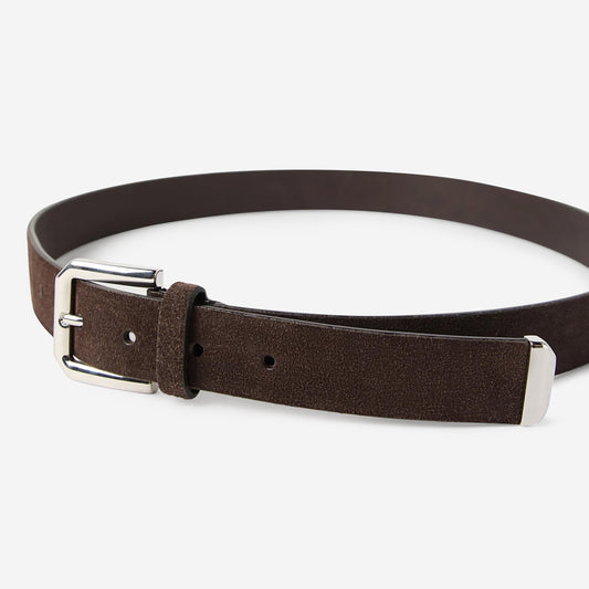 Brunello Cucinelli Reversed Leather Square Buckle Tip Belt