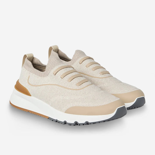 Brunello Cucinelli Techno Cotton Knit Heat-Bonded Detail Runners
