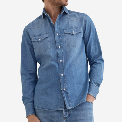 Brunello Cucinelli Lightweight Denim Easy Fit Western Shirt