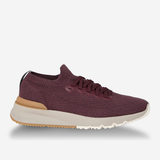 Brunello Cucinelli Cotton Knit And Semi-Polished Calfskin Sneakers