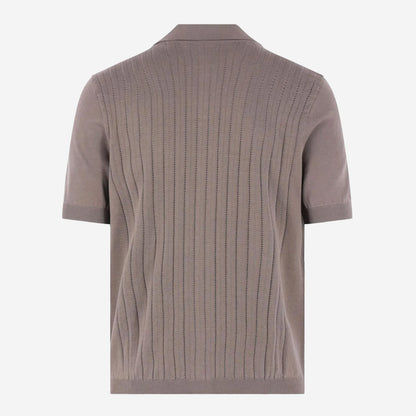 Brunello Cucinelli Cotton Textured Rib Knit Shirt