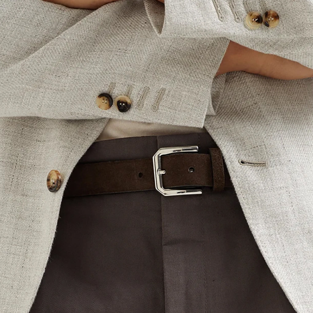 Brunello Cucinelli Square Buckle And Tip Reversed Leather Belt