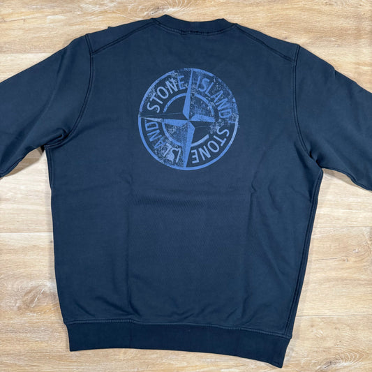 Stone Island Reverse Compass Logo Sweatshirt in Navy Castmark