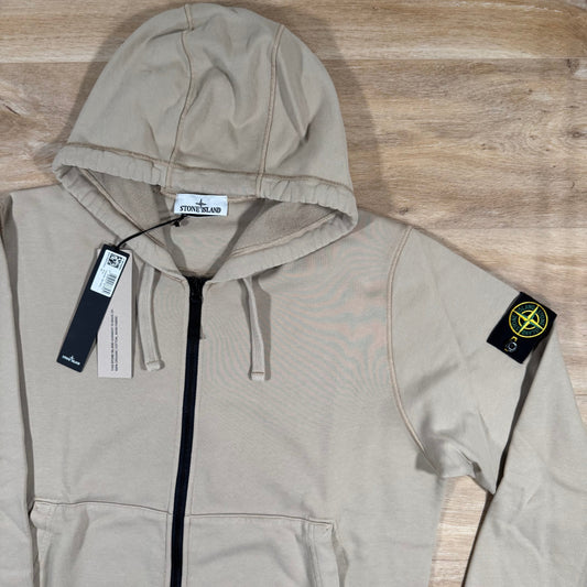 Stone Island Organic Cotton Fleece Zip Hoodie in Desert Castmark