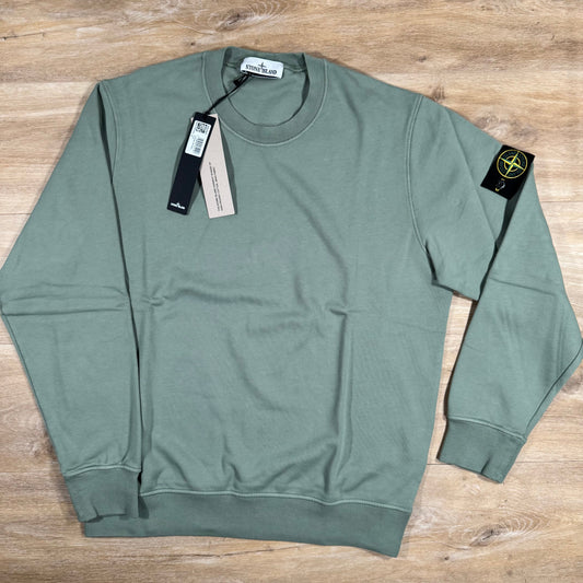 Stone Island Organic Cotton Fleece Sweatshirt in Sage Green Castmark