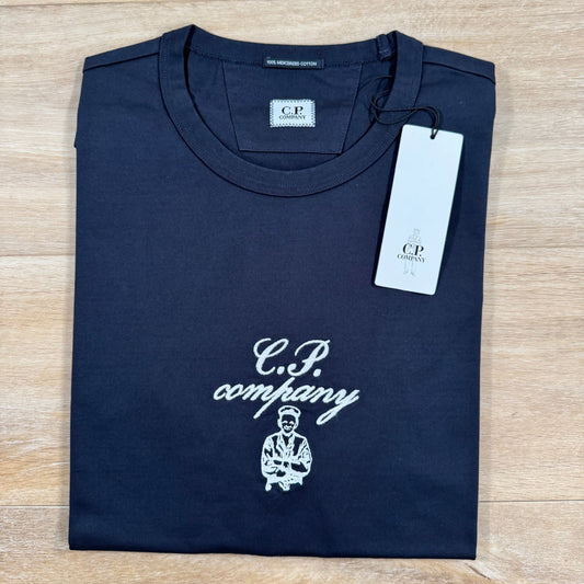 CP Company 30/2 Twisted Embroidery T-Shirt in Navy Castmark