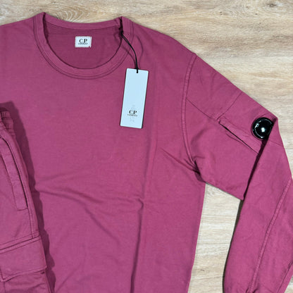 CP Company Light Fleece Lens Tracksuit in Red Bud Castmark