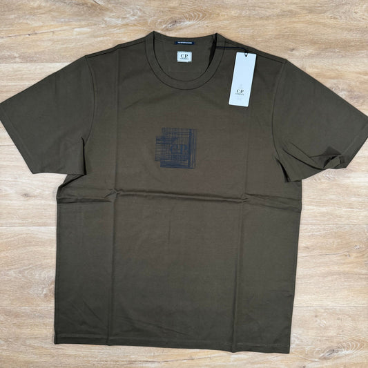 CP Company Metropolis Series Blurred Logo T-Shirt in Ivy Green Castmark