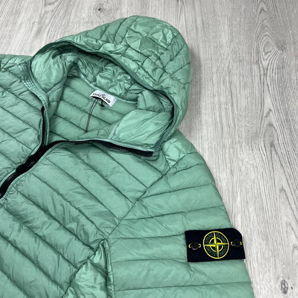 Stone Island Woven Down Jacket - Sage Green Castmark