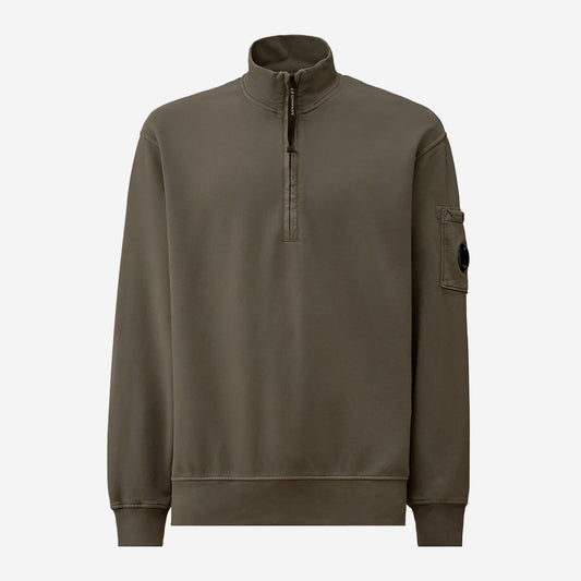 C.P. Company Brushed And Emerized Diagonal Fleece Half Zip Sweatshirt