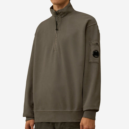 C.P. Company Brushed And Emerized Diagonal Fleece Half Zip Sweatshirt