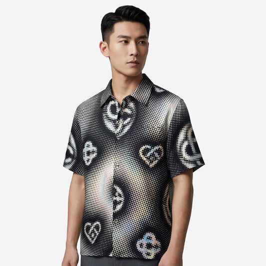 Casablanca Pearlescent Monogram Short Sleeve Denim Shirt