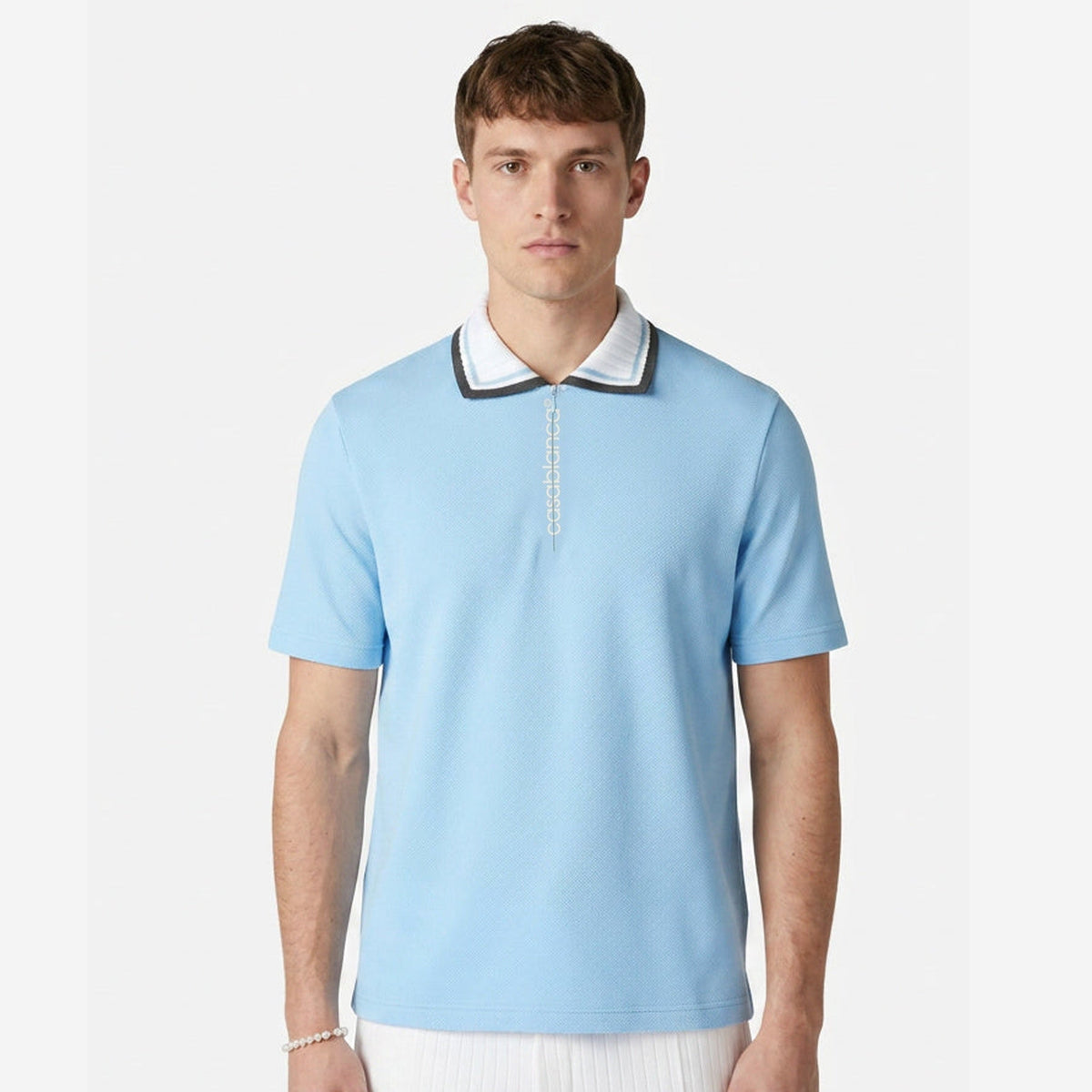 Casablanca Pique Quarter Zip Polo