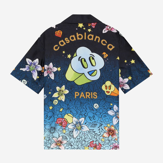 Casablanca Collage D'Icones Graphiques Short Sleeve Silk Shirt