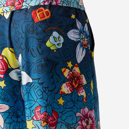 Casablanca Collage D'Icones Graphiques Silk Shorts