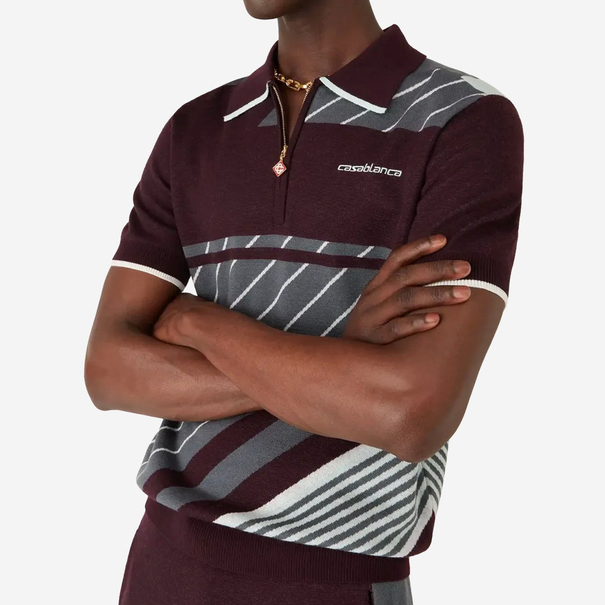 Casablanca Merino Diagonal Tennis Polo