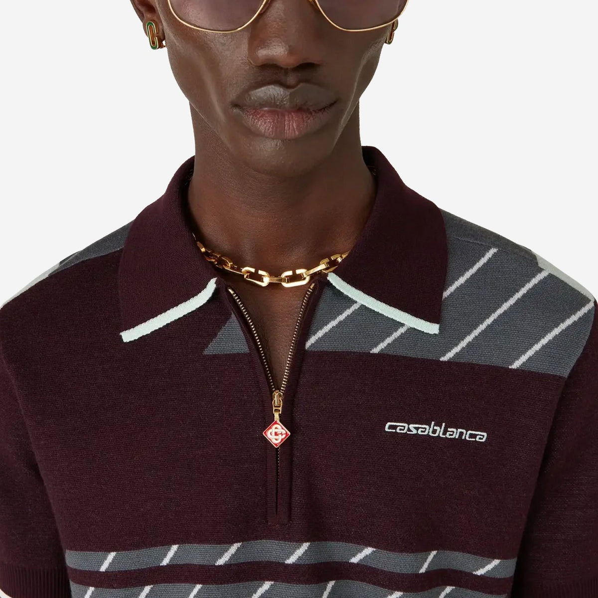 Casablanca Merino Diagonal Tennis Polo