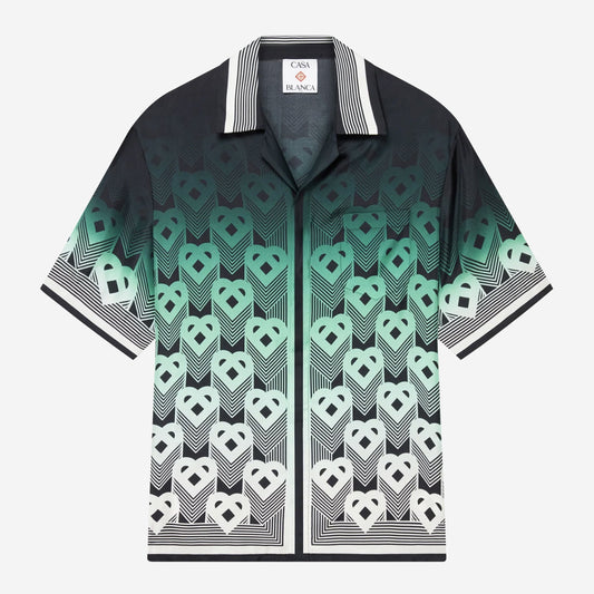 Casablanca Gradient Monogram Short Sleeve Silk Shirt