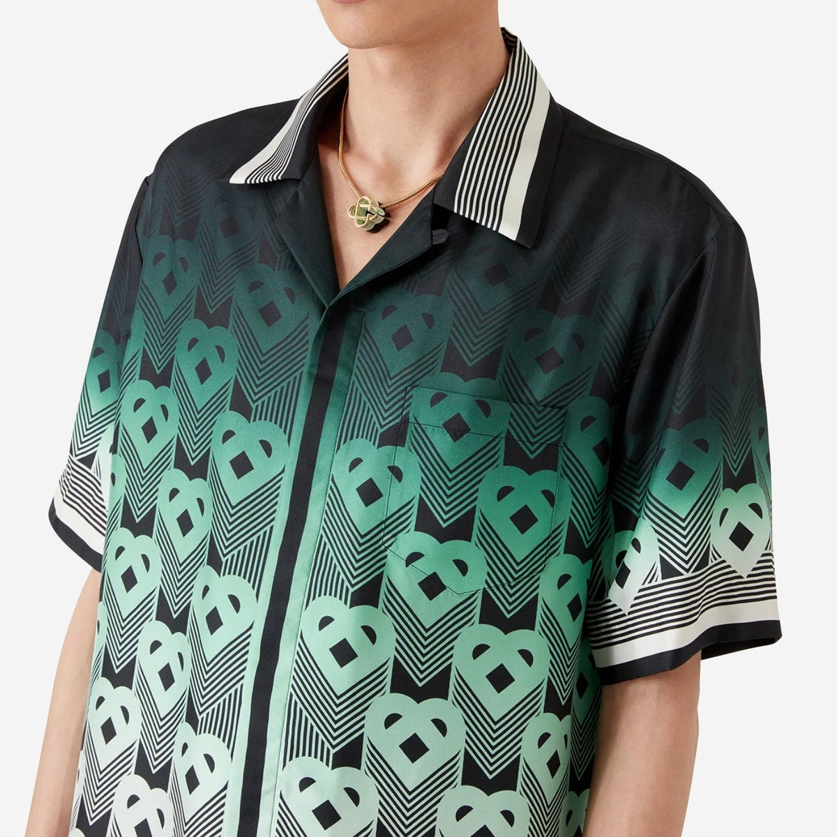 Casablanca Gradient Monogram Short Sleeve Silk Shirt