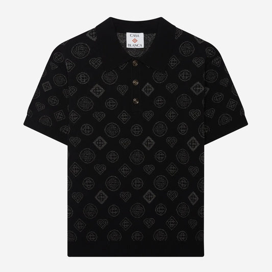 Casablanca Monogram Jacquard Knit Polo