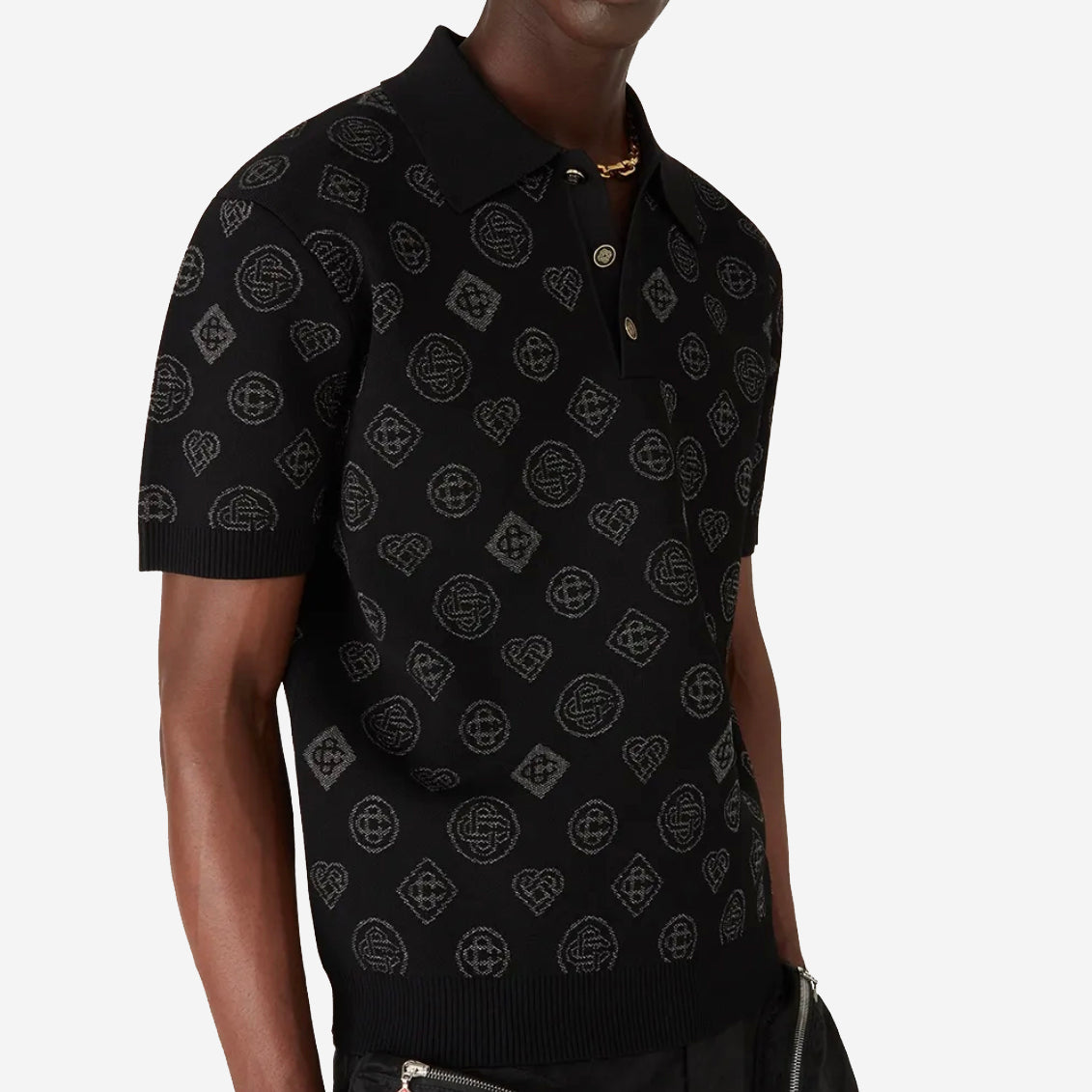 Casablanca Monogram Jacquard Knit Polo