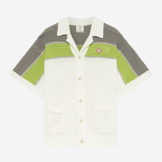 Casablanca Stripe Crochet Short Sleeve Shirt