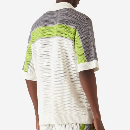 Casablanca Stripe Crochet Short Sleeve Shirt