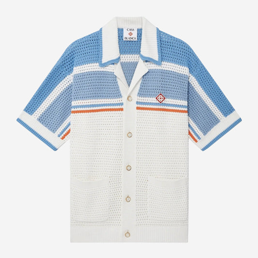 Casablanca Cotton Tennis Short Sleeve Crochet Shirt