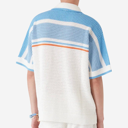Casablanca Cotton Tennis Short Sleeve Crochet Shirt