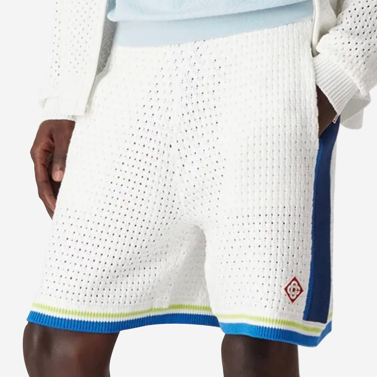 Casablanca White & Blue Crochet Shorts