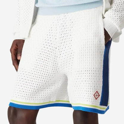 Casablanca White & Blue Crochet Shorts