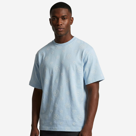 Casablanca Blue Applique Monogram Oversized Short Sleeve T‑Shirt