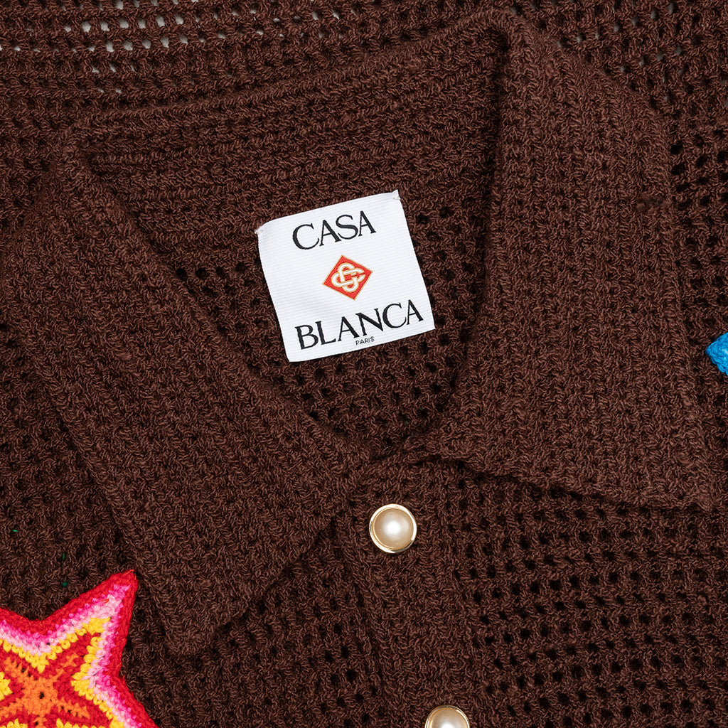 Crochet Polo with Patches - Brown
