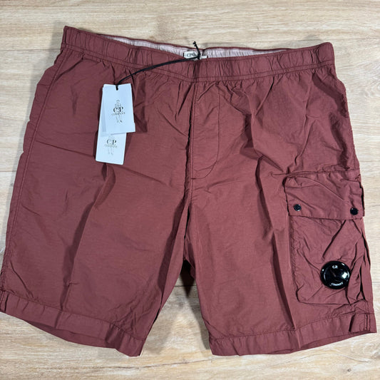CP Company Flatt Nylon Cargo Lens Swim Shorts in Sable - Brown Castmark