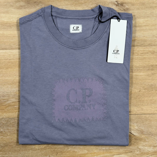 CP Company Stitch Block Logo T-Shirt in Lavender Violet Castmark