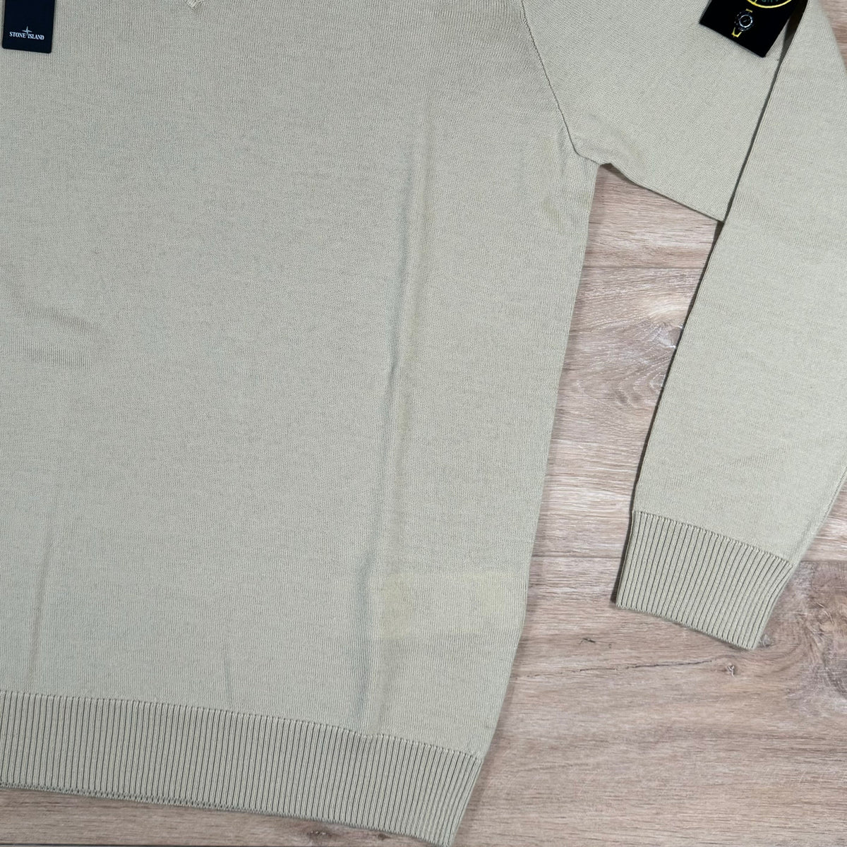 Stone Island V-Neck Knit Sweatshirt in Ecru Castmark