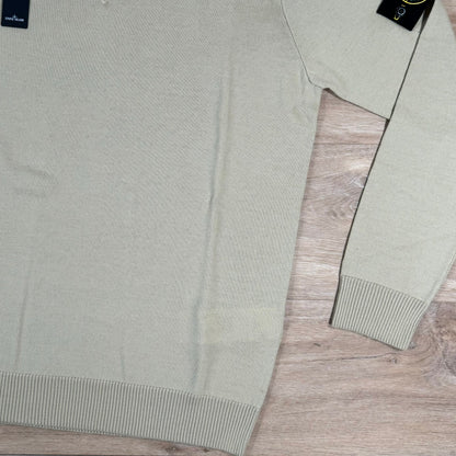 Stone Island V-Neck Knit Sweatshirt in Ecru Castmark