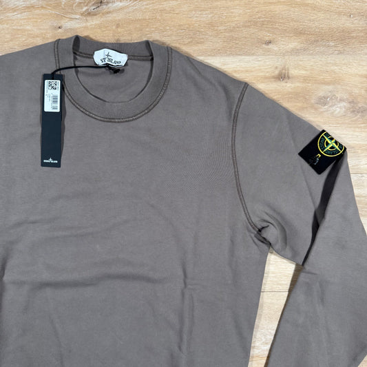 Stone Island Garment Dyed Crewneck Sweatshirt in Walnut Brown Castmark