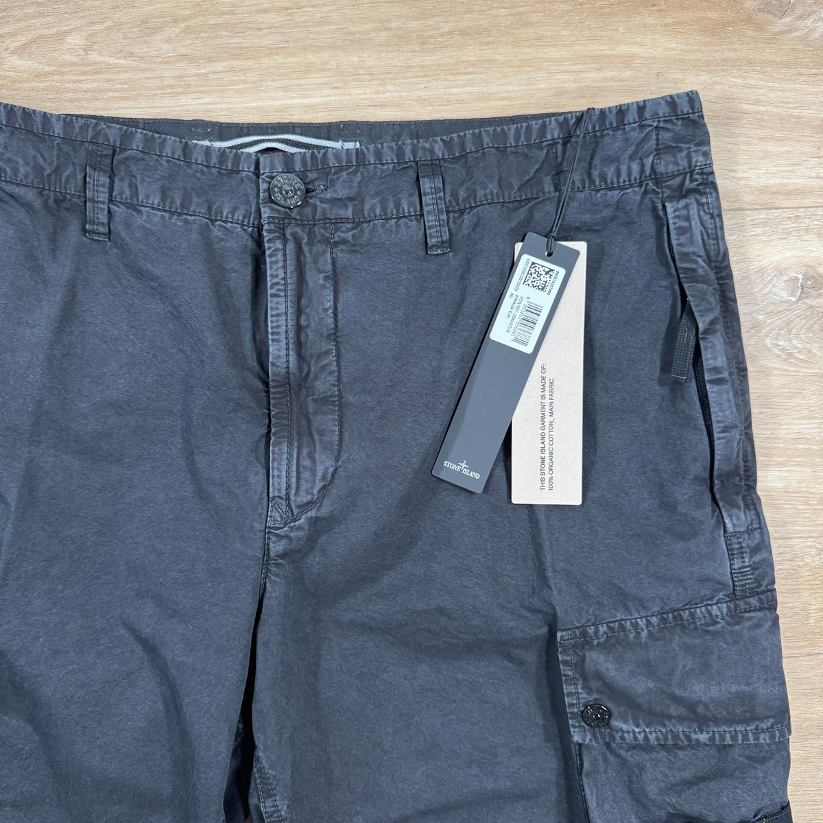 Stone Island Brushed Cotton Cargo Bermuda Shorts in Black Castmark