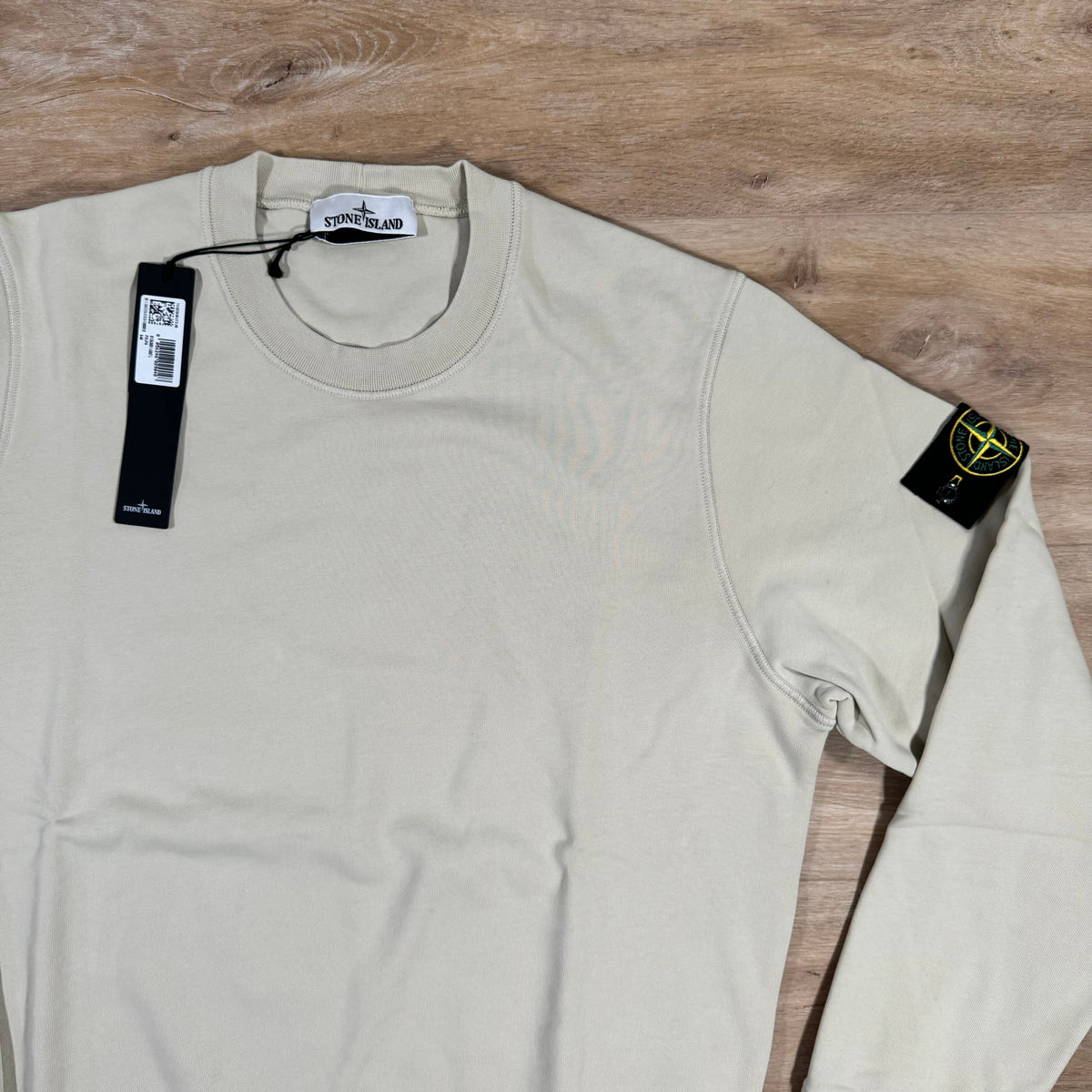 Stone Island Garment Dyed Crewneck Sweatshirt in Plaster Castmark