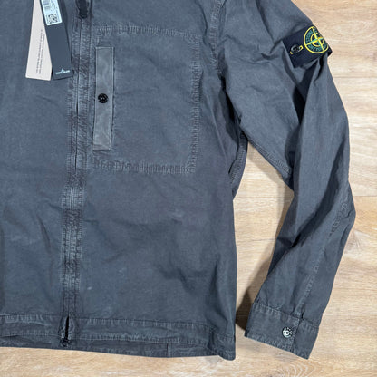 Stone Island Brushed Canvas Old Treatment Overshirt in Charcoal Grey Castmark