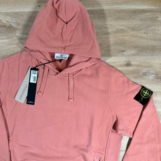 Stone Island Brushed Cotton Pullover Hoodie in Orange Castmark