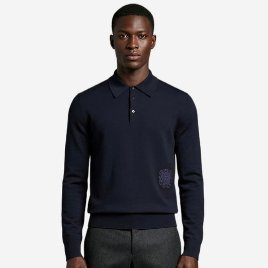 Dolce & Gabbana Badge Virgin Wool Polo Knitwear